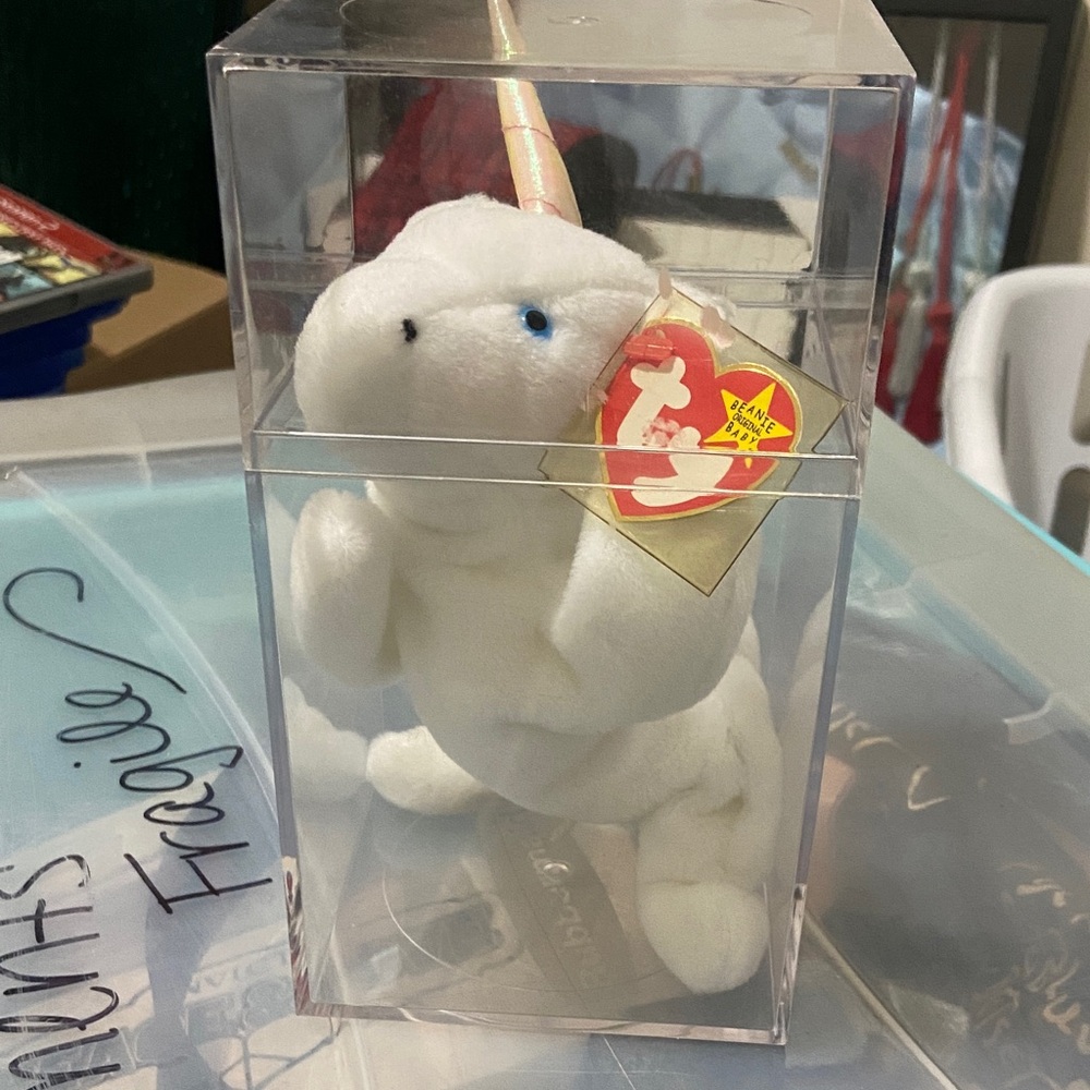 Ty White Unicorn Plush with Gold Horn